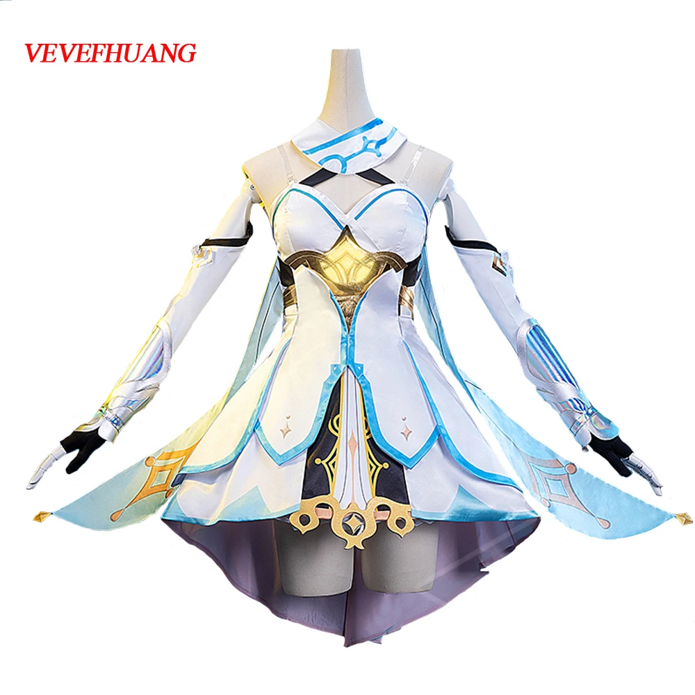 

VEVEFHUANG K Genshin Impact Game Original Version Cosplay Costume Halloween Traveler Lumine Xmas Carnival Party Uniform